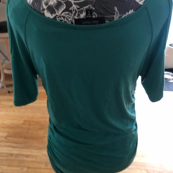 Karen Kane size XL aqua green top cold shoulder teal green shirred sides - Picture 13 of 15